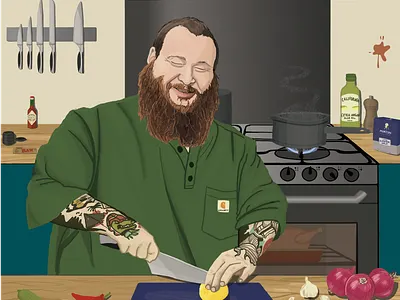 Action Bronson F*ck That's Delicious action bronson cooking digital art digital illustration food food and drink food illustration illustration kitchen music weed