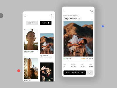 Profile Mobile App app casting fashion ios mobile model portfolio ui ux