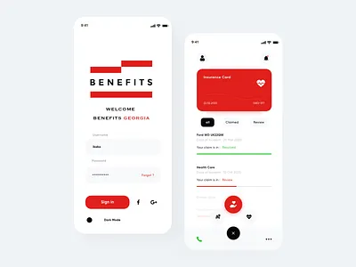 Benefits Insurace App UX/UI app car clean design health identity insurance insurance app insurance company insurtech login page login screen mobile password talavadze trendy ui user experience user interface ux