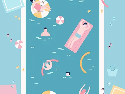 Poooool - 2 flat illustration geometric art geometric illustration geometry graphic design illustration pattern pattern design print design summertime swimming pool vector