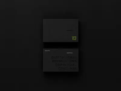 E2 BUSINESS CARDS black blackout builder business card business card design businesscard e2 green paper print spot varnish