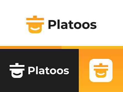 Platoos Logo Design app branding cooked cooking design food food delivery food delivery app fresh fresh food logo logo design meal meals restaurant smiley