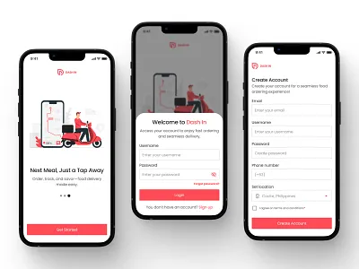 Dash In / Mobile Login/Register UI application figma fooddelivery mobile ui userinterface