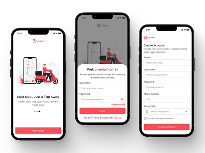 Dash In / Mobile Login/Register UI application figma fooddelivery mobile ui userinterface