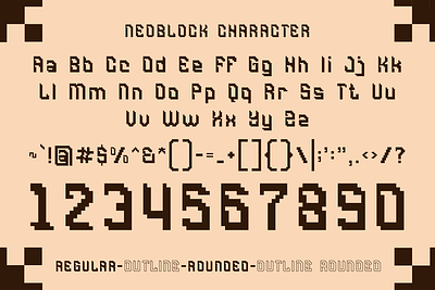 Neoblock - 5 Pixel Font Styles modernist