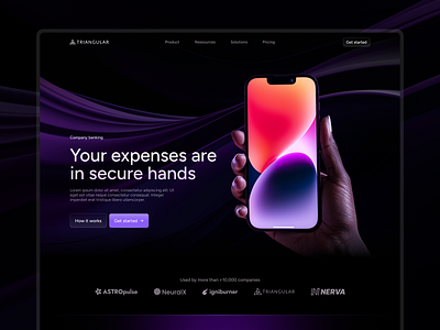 Bank Website - Triangular app bank finance fintech gradient landing landing page purple website