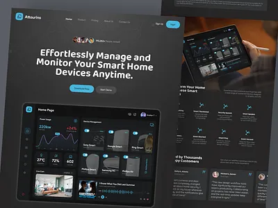 Attourisn - Smarthome Management ~ Landing Page app branding design graphic design health illustration logo ui ux vector
