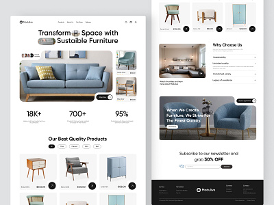 Modulive - Furniture Landing Page | E-commerce Website design ecommerce ecommerce furniture website ecommerce landing page ecommerce website firqah firqah lab furniture furniture landingpage furniture store homedecor furniture store interior landing page online store shop shopify shopify store shopify theme web ui