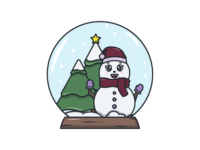 Snow Lady and Christmas Trees character christmas graphic design holiday season illustration illustrator kawaii art logo minimalist snow globe snowboarding snowflake snowman star tree vector winter