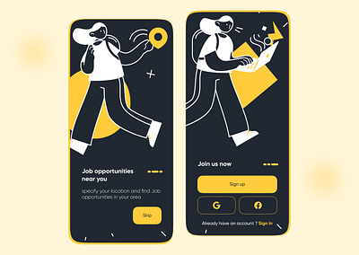 job finder app concept design illustration job finder onboarding sign in sign up signup ui ux