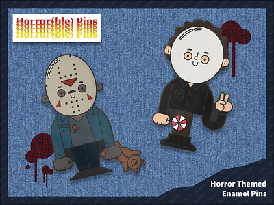 Horrifyingly Cute Pins enamelpins fridaythe13th halloween horror horror movie jason voorhees kickstarter michael myers pins