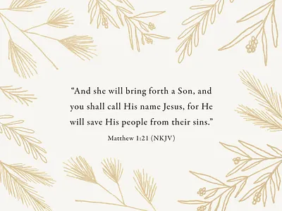 Matthew 1:21 church design greenery holly illustration illustrator pine pine needles procreate sermon graphic sermon series youth group design