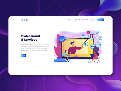 IT Service Hero Header adobe xd adobe xd templates adobe xd web template alifemu home page landing page ui design ui kit web template web templates web theme web theme design