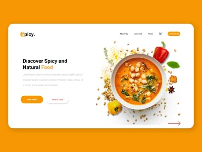 Spicy Food Hero Header adobe xd adobe xd templates adobe xs alifemu food food app food delivery food hero header food ios food landing page food ui foods ios landing page ui design ui kit