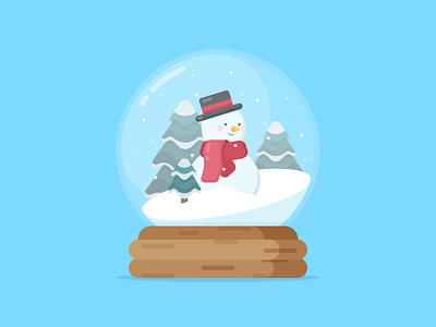 Snowglobe cozy december evergreen flat flat design graphic design snow snowglobe snowman snowperson trees vector illustration winter