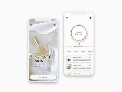 Fragrance choosing — UI UX app aroma concept essential oil exploration figma fragrance inspiration mobile neumorphism ui perfume ui ux web