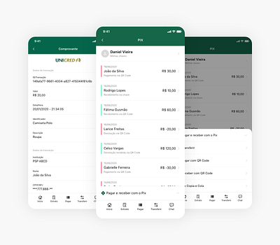 instant payments system (PIX) for Unicred Brasil app bank banking app interaction design ios ios app design minimal payment app ui user experience user interface ux