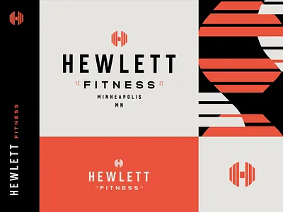 Hewlett Fitness Workout Logo brand brand identity branding design geometric graphic design gym icon identity logo logo design logotype mark red seal set type typography logo weight workout