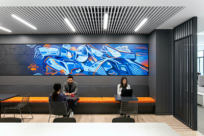 Gensler San Antonio Office Mural architecture branding graffiti illustration interior design mural mural design murals space street art