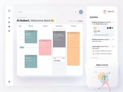 Calendar Dashboard 🤗 admin dashboard dashboard ui design illustration interface ui uiux ux web website