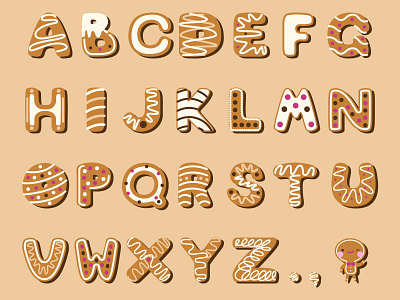 Gingerbread Christmas Alphabet adobe illustrator adobeillustrator alphabet christmas cookie digital illustration font design fonts gingerbread gingerbread man illustration vector vector art