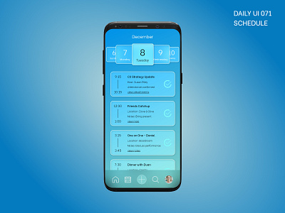 Daily UI 071 - Schedule 071 appointments calander daily 100 daily 100 challenge dailyui glassmorphism mobile ui samsung schedule uidesign