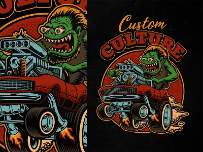 Cartoon Hot Rod Vector Illustration cartoon hot rod illustration monster vector