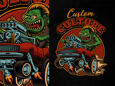 Cartoon Hot Rod Vector Illustration cartoon hot rod illustration monster vector