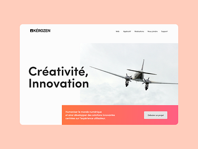 Kérozen aviation gradient landing page minimalism portfolio ui ux uxui web design