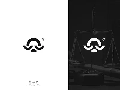 identity mark for "Law Firm" justice scale logo lawyer logo minimalist logo