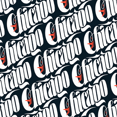 Chicago Pattern bold city cloudgate custom lettering custom type design goodtype grit handlettering home illinois lettering navy procreate red script star typism windy city