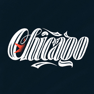 Windy City chicago city cloudgate custom custom lettering custom type design goodtype grit texture handlettering home illinois inline lettering navy red script stars typography windy city