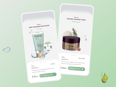 Caudalie app concept app caudalie cosmetics design ecommerce green health app mobile ui ui ux