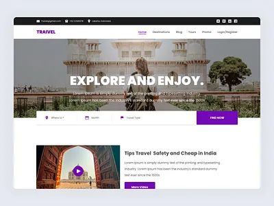 Traivel - Landing Page clean freebies landing landingpage travel ui uiux ux web web design