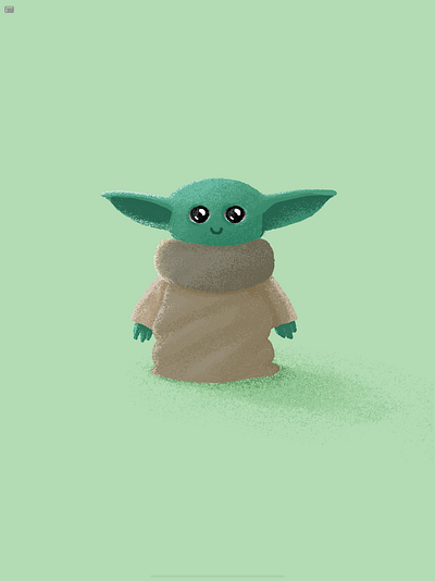 The Kid digital green illustration painting procreate star wars yoda