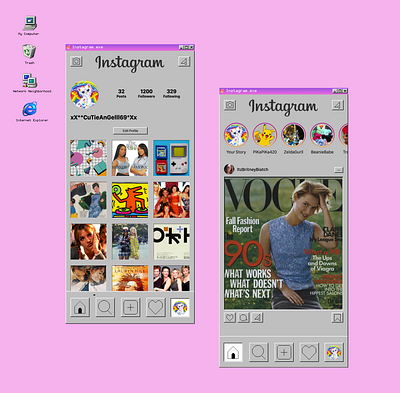 Instagram on Windows 98 app design illustration windows 98