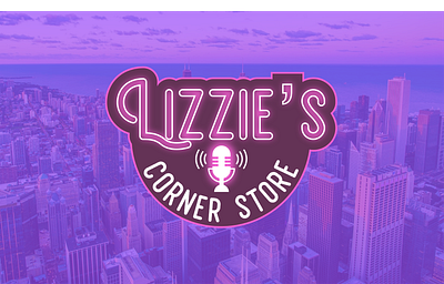 Lizzie's Corner Store Podcast Logo adobe branding design graphic design icon logo neon neon sign pink podcast podcast logo purple store typography vaporwave