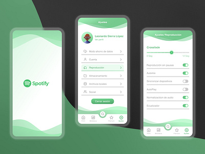 App settings 2020 app beginner daily ui dailyui design design app figma green mobile mobile app mobile design mobile ui music music player product design settings spotify ux waves