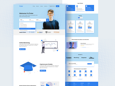 iTutor Landing Page business courses design instructor landing page learning students subjects teachers tutor ui website design