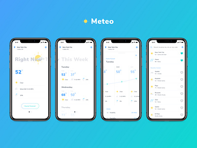 Meteo app colorful design list ui lists mobile mobile design mobile ui product design ui weather weather app weather forecast