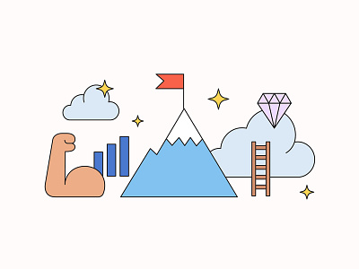 Spot Illustration—Stay Motivated adobe climb design flat focus goal goals google google drive illustration illustrator minimal motivate motivation mountain perseverance procrastinating vector work workhard