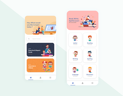 Kids Learning App - Mobile design adobe photoshop design minimal designs minimalist mobile app mobile app design mobile design mobile ui ui ui design ui ux design user interface design