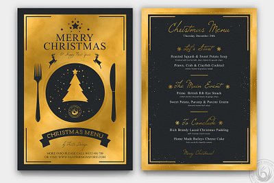 Christmas Menu Template V3 black card christmas classy design dinner elegant eve food gol golden greetings happy new year menu merry christmas night party template winter xmas