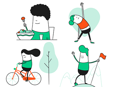Work benefits benefits bicycle bike fitness flag lunch