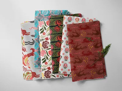 FOLK XMAS STUDIO christmas christmas patterns clipart creative market floral flowers folk holidays illustration pattern retro seamless set vintage inspired