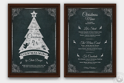 Christmas Menu Template V5 bistrot blackboard card chalk chalkboard christmas classy design diner dinner elegant flyer food happy new year menu merry christmas poster restaurant template xmas