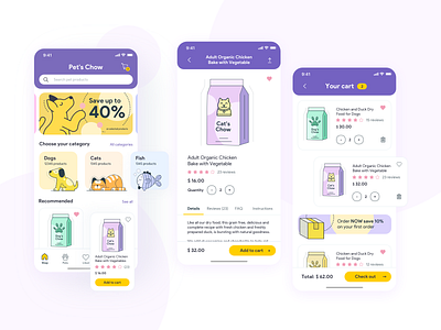 Pet's Chow Concept Store app design dog illustration illustration ui