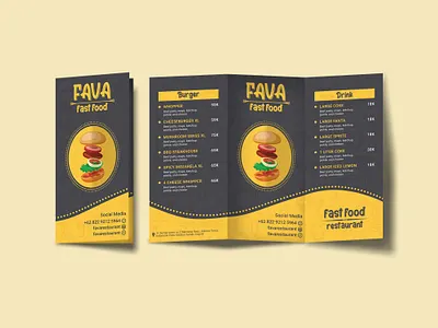 FAVA Restaurant Folding Menu beverage design branding design broshure card design flyer folding folding card food graphic design menu menu design poster restaurant branding restaurant menu restaurant menu design