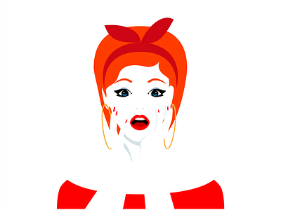 Ginger Feels Scared ginger head illustration red retro scared woman