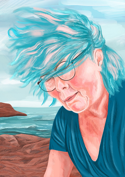 By the sea art blue digital illustration drawing illustration pencil portrait poster procreate sea